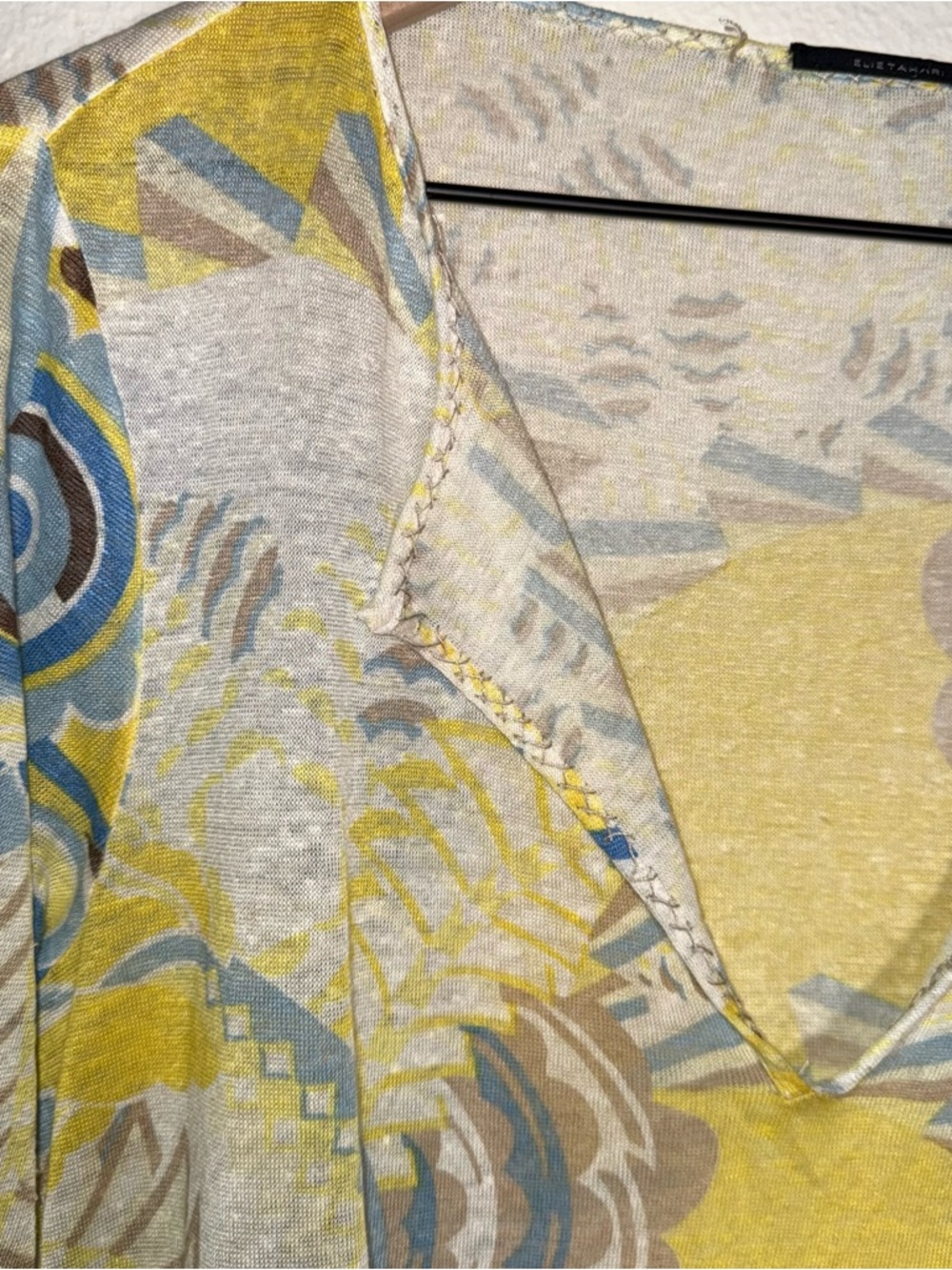 ELIE TAHARI linen blend lightweight beachy flare sleeve summer blouse M - Picture 4 of 6